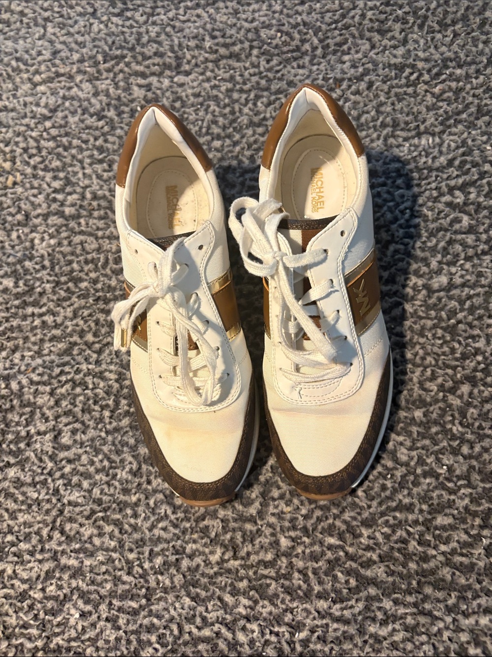 Michael by Michael Kors Women’s Size 9 White/Brown Sneakers good condition!